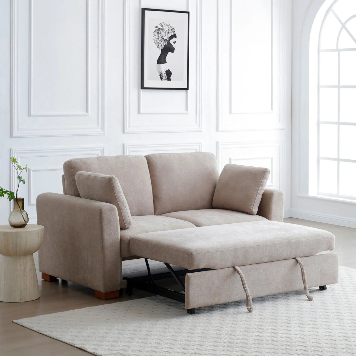 Sorrento Taupe Sofa Bed – extended footstool feature