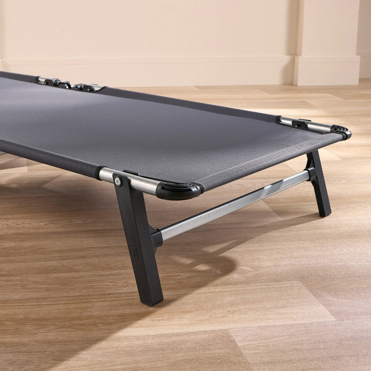 Hideaway Folding Bed with Comfort Mattress – close-up of corner hinge and frame