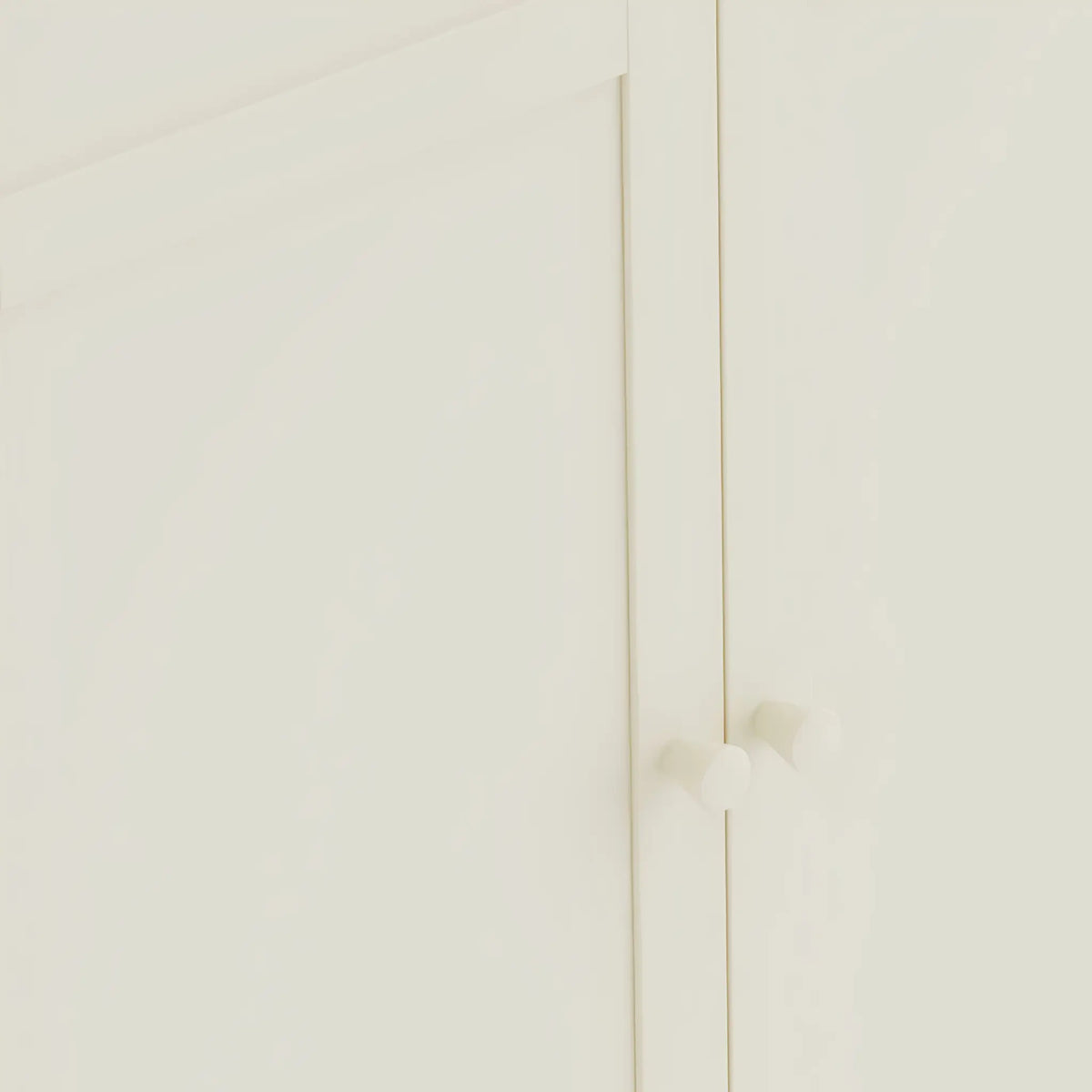Coxmoor Ivory Wooden 2-Door Wardrobe – showing wooden knobs