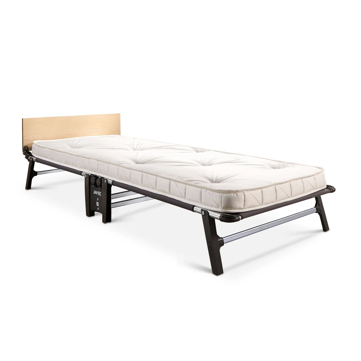 Quick Folding Bed with Pocket Sprung Mattress – studio shot, front three-quarter view
