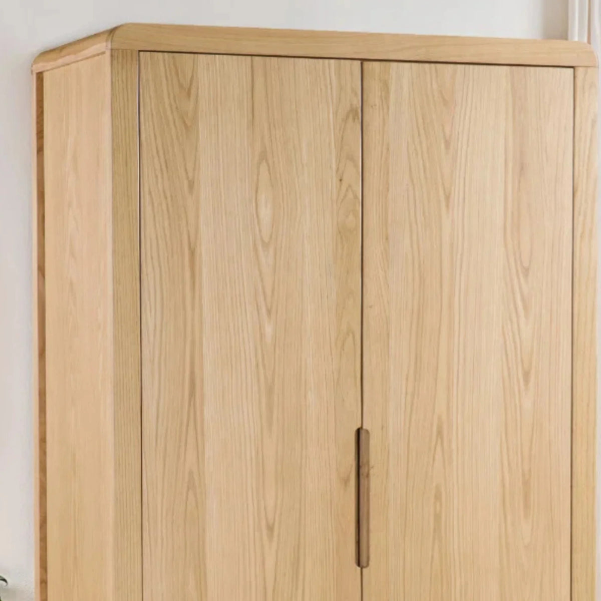 Curve Oak 2-Door Combination Wardrobe – top and handle detail close-up