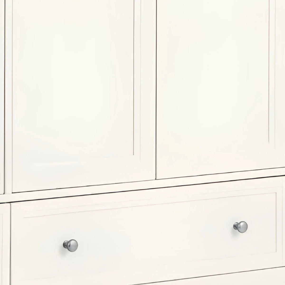 Maine White Wooden 3-Door Combination Wardrobe – drawer detail close-up