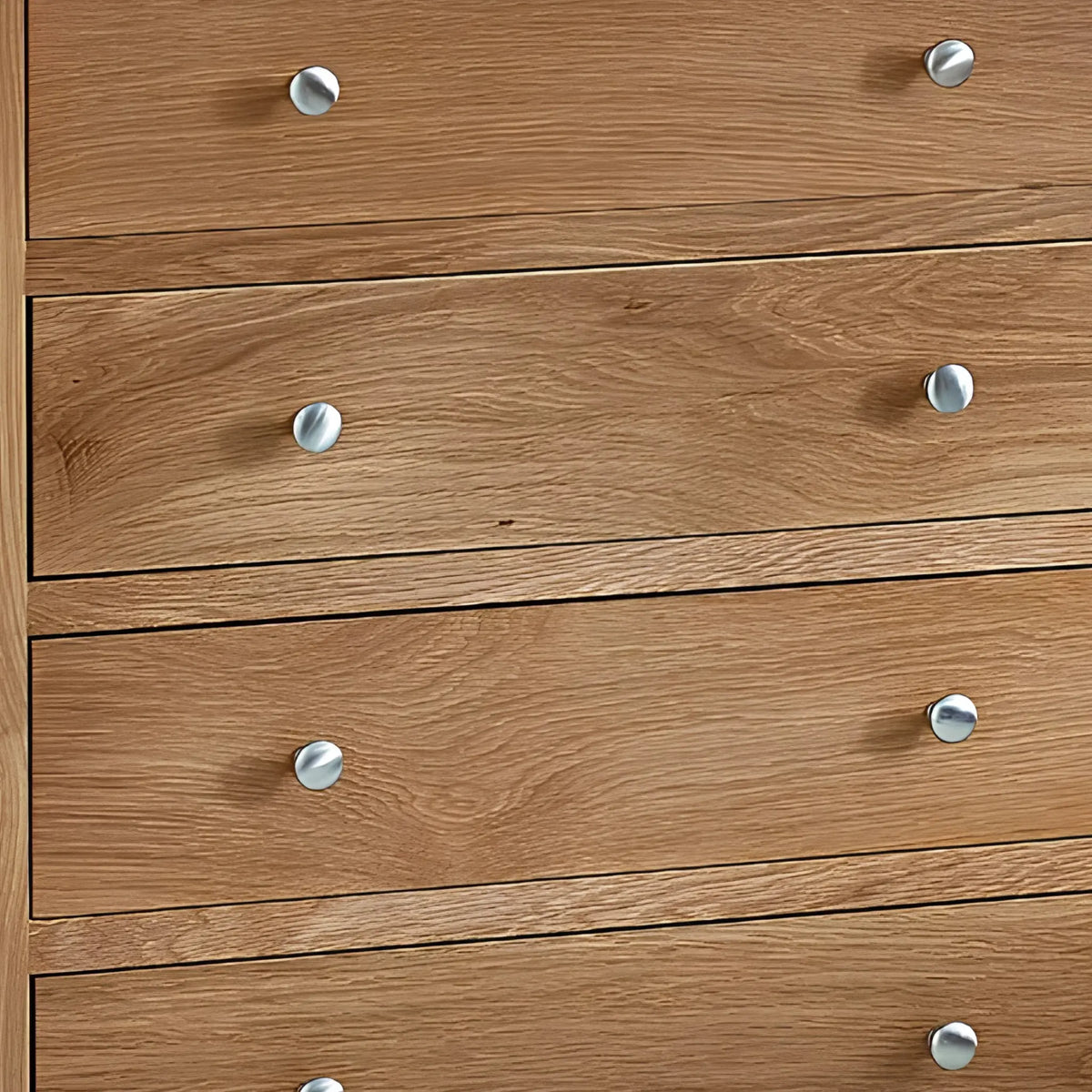 Mallory Oak 4-Drawer Chest – drawer handles close-up