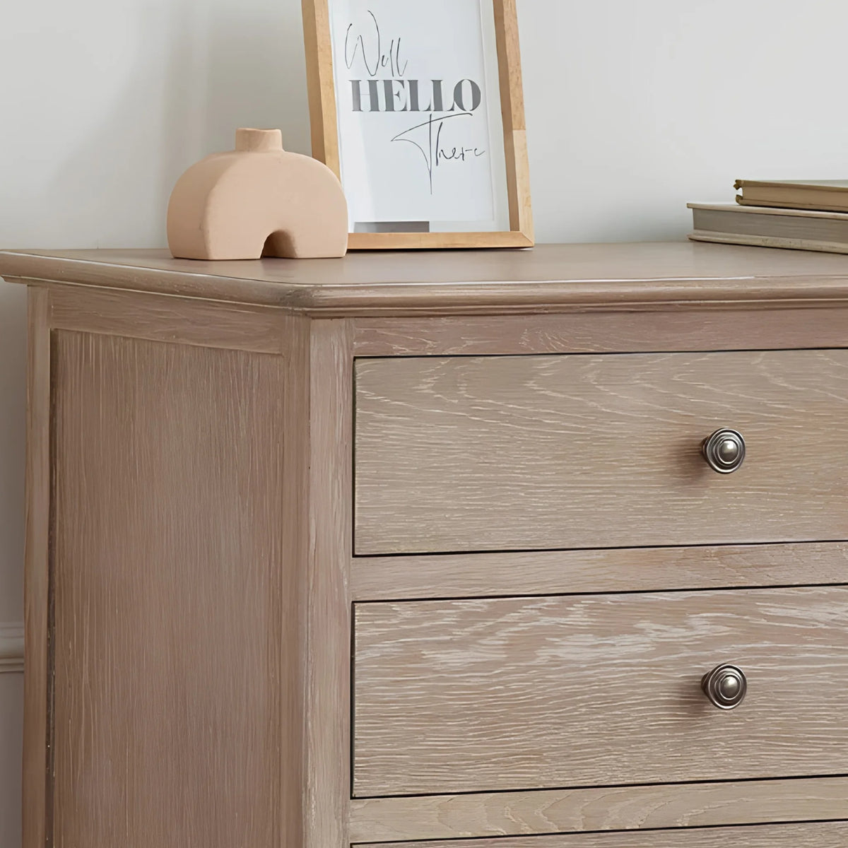 Camille Limed Oak 6-Drawer Wide Chest – side view showing drawer detail