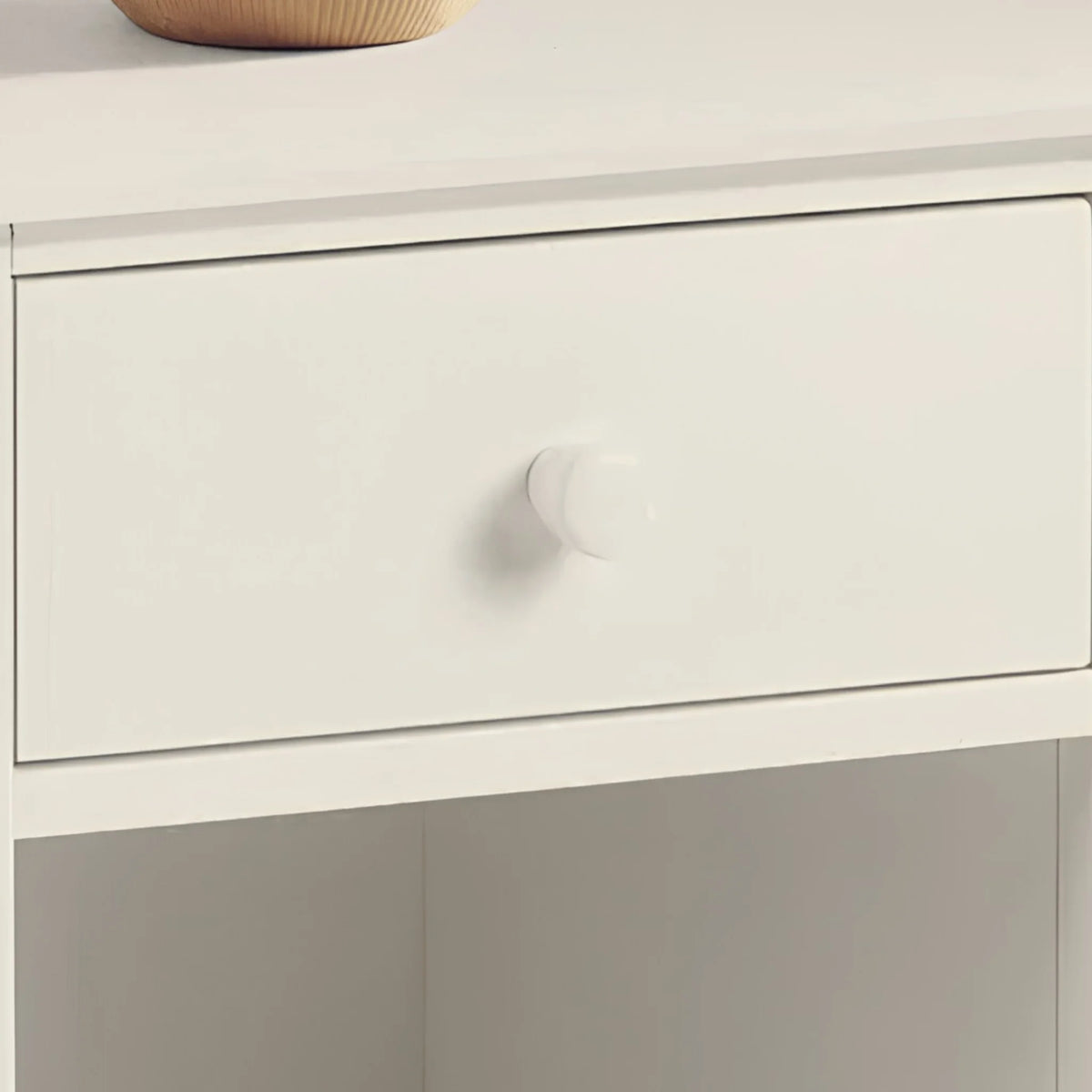 Cameo White 1-Drawer Bedside Table – drawer detail close-up