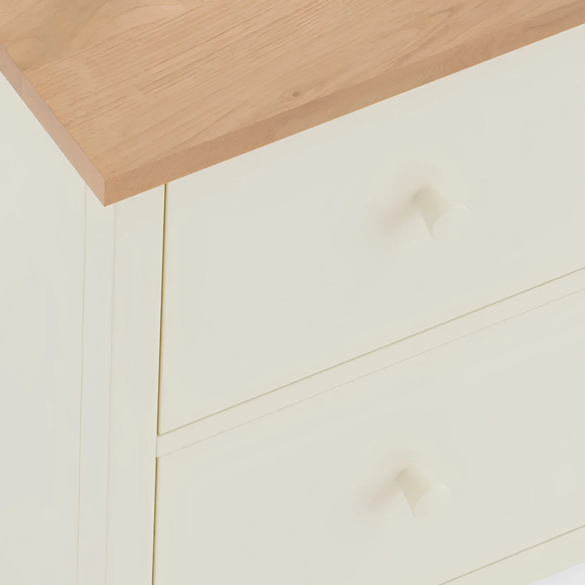 Coxmoor Ivory Wooden 2-Drawer Bedside Chest – close-up view