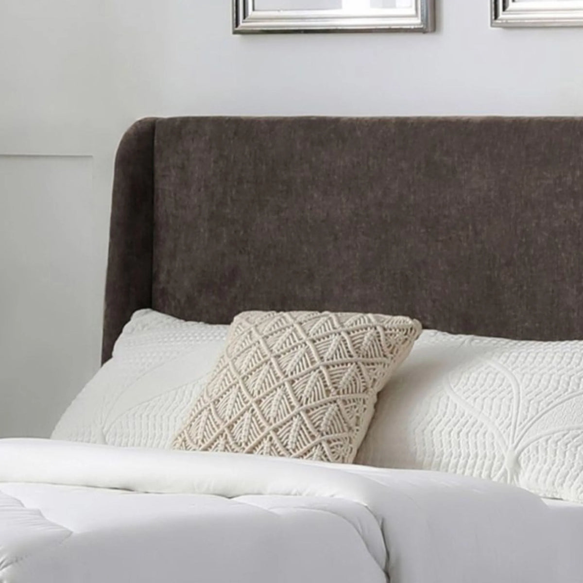 Denver Brown Upholstered Ottoman Bed – headboard detail close-up