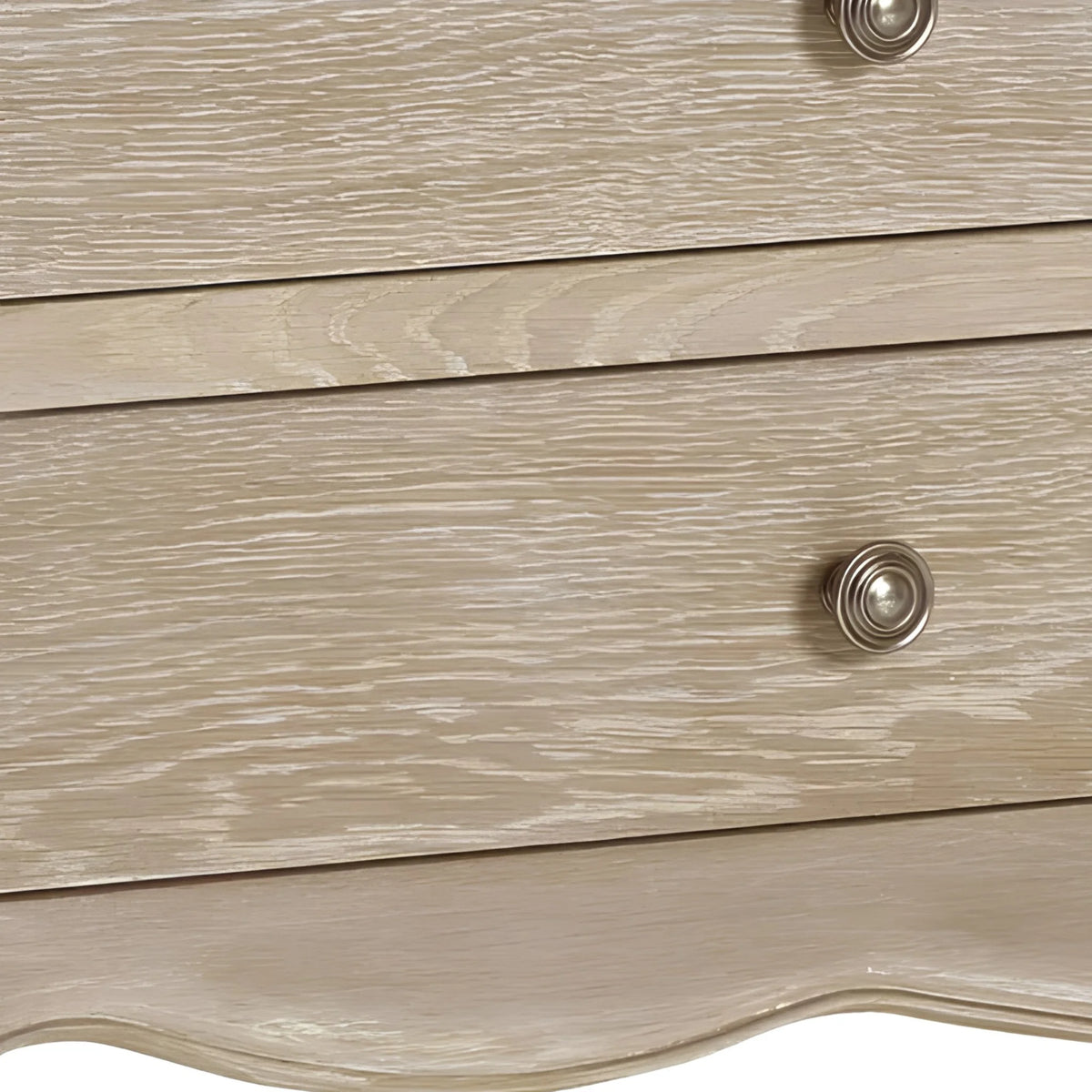 Camille Limed Oak 6-Drawer Wide Chest – drawer detail close-up