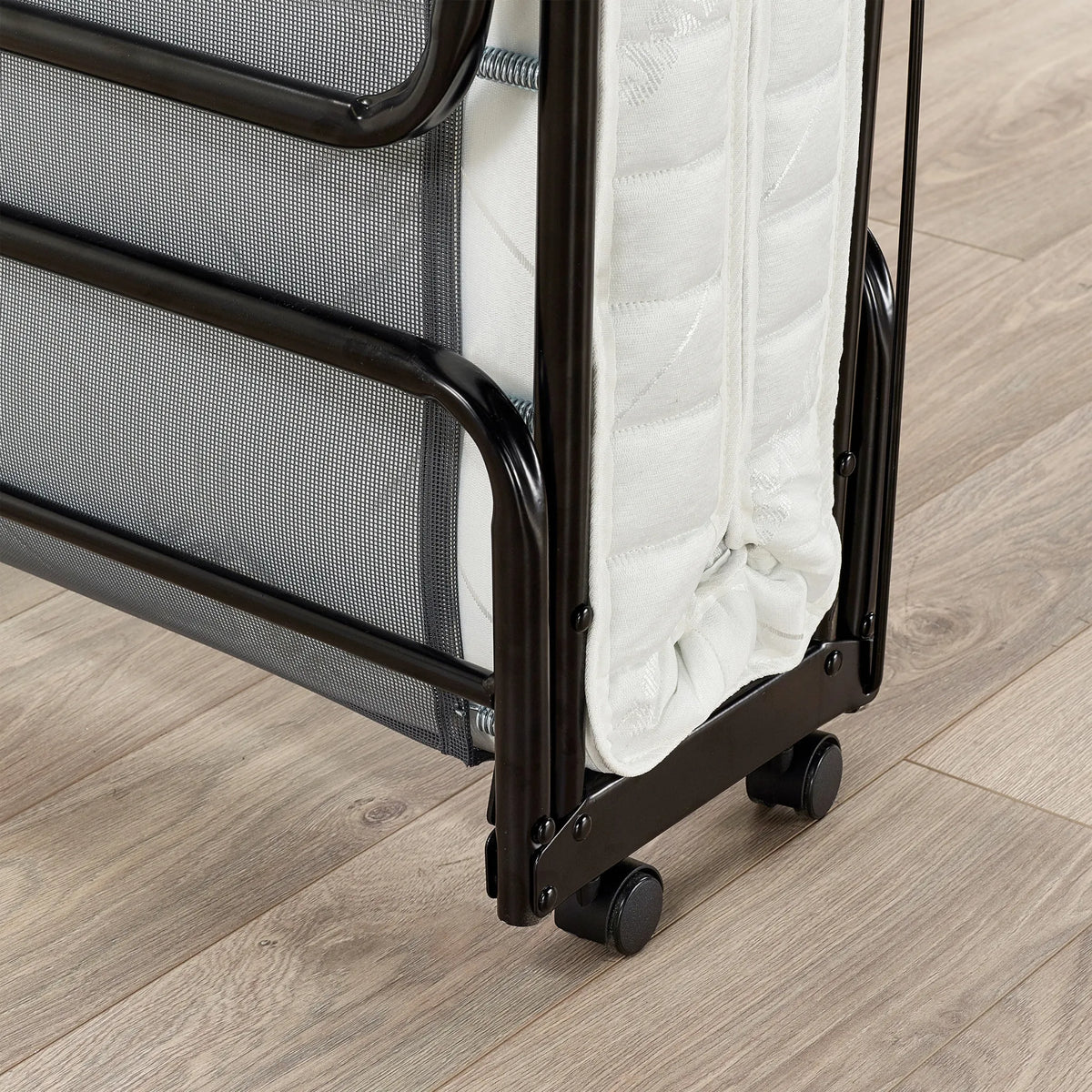 Supreme Folding Bed with Pocket Sprung Mattress – base and castor detail close-up