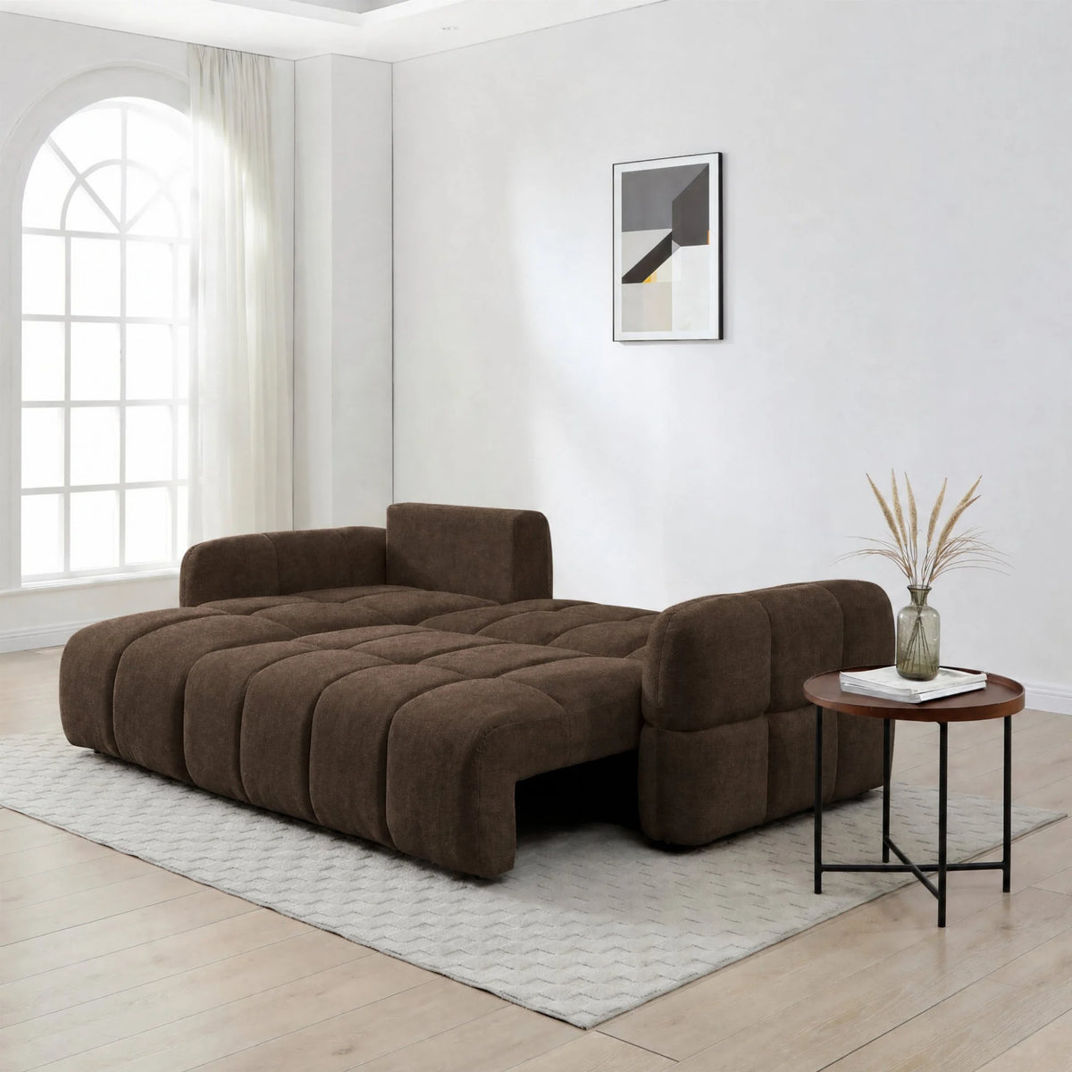 Morgan Brown Corner Sofa Bed – extended view for versatile lounge comfort