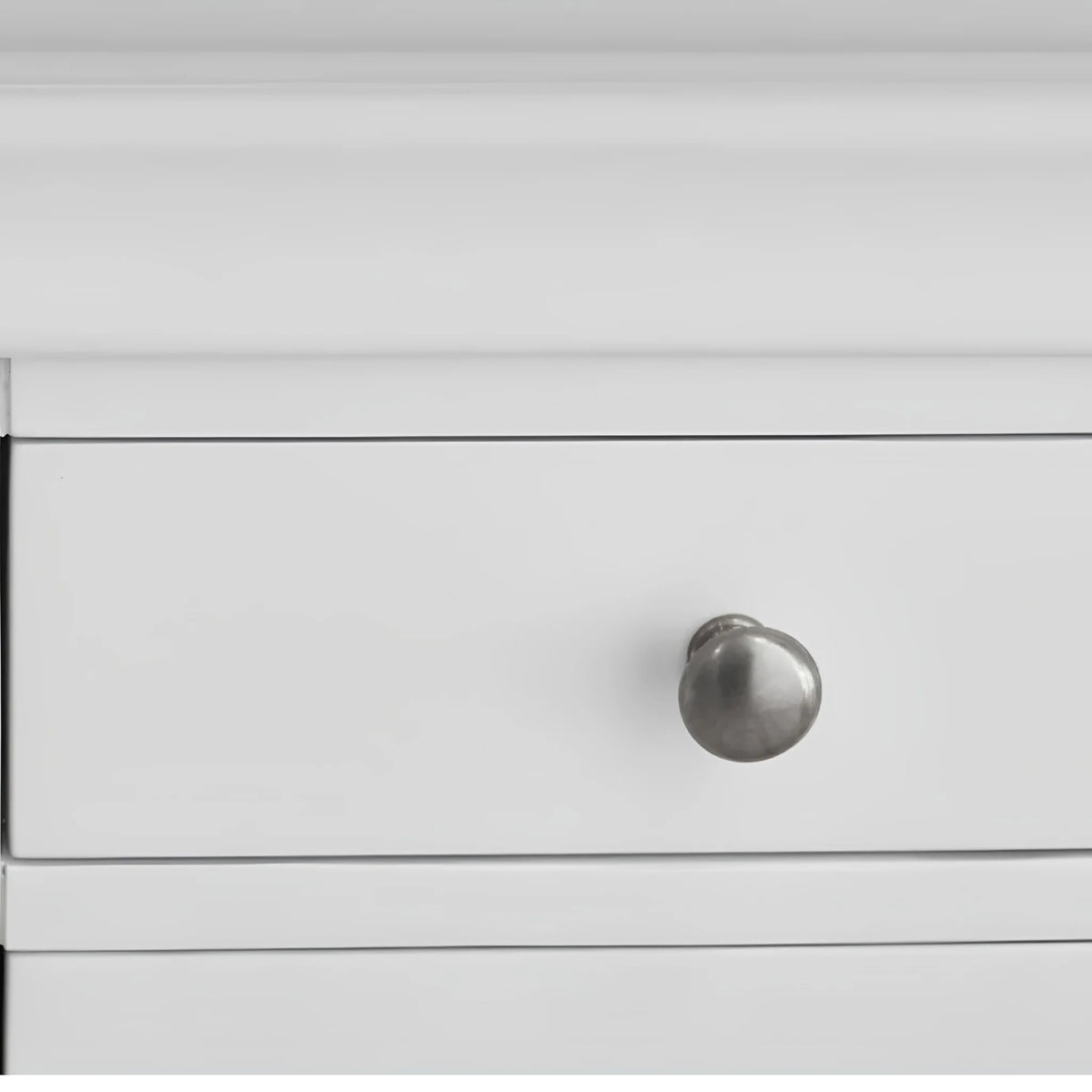 Clermont White Wooden 6-Drawer Dressing Table – drawer handle detail close-up