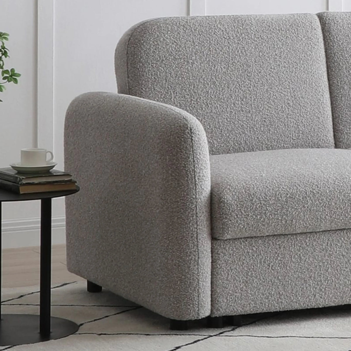Cloud Oatmeal Sofa Bed – armrest and fabric texture detail close-up