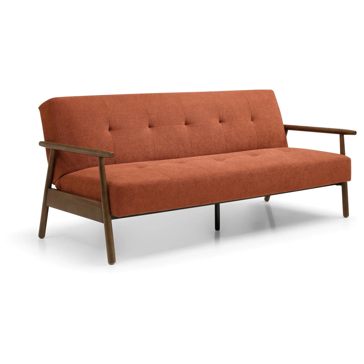 Berkeley Orange Upholstered Wooden Sofa Bed – studio isolated front view