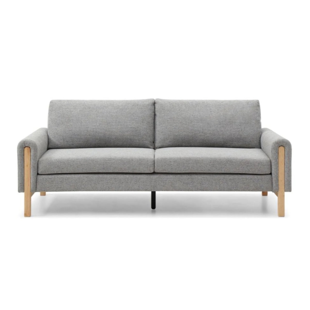 Thea Grey Upholstered Wood Sofa Bed – studio front view on white background