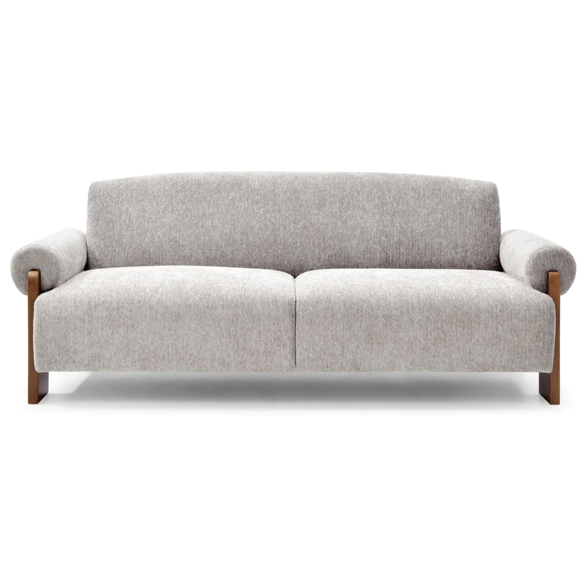 Mila Oatmeal Chenille Sofa Bed – studio isolated view of up sofa bed