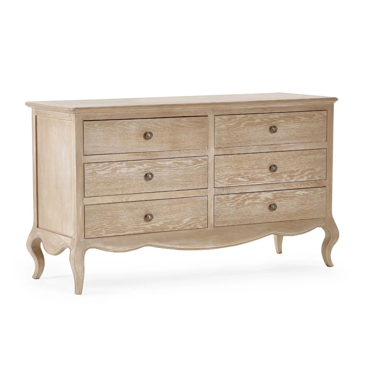 Camille Limed Oak 6-Drawer Chest – studio isolated view