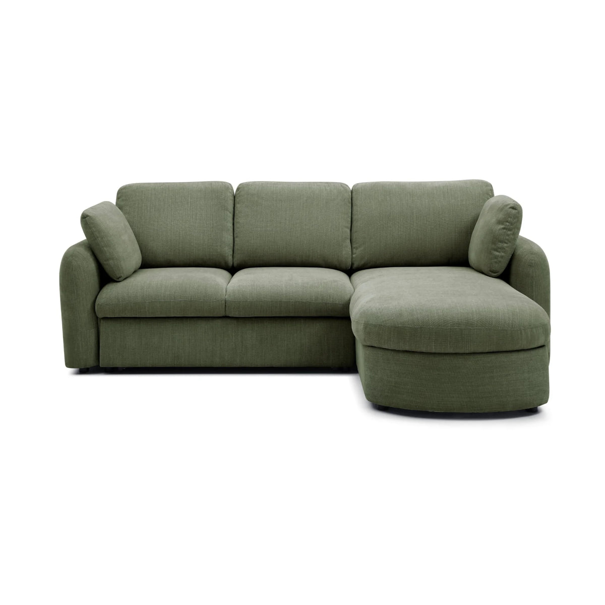 Mallory Olive Corner Sofa Bed – studio front view on white background