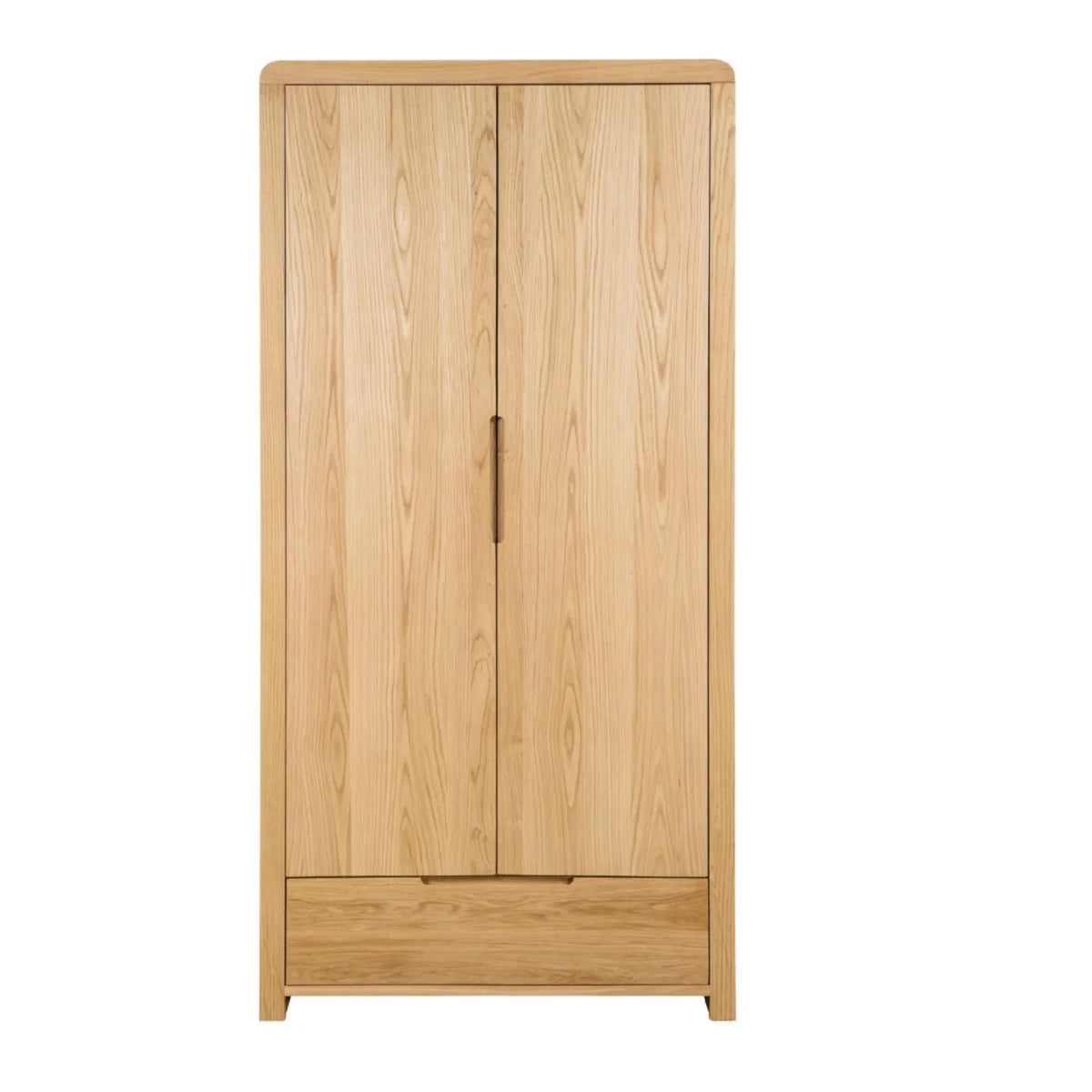 Curve Oak 2-Door Combination Wardrobe – front view