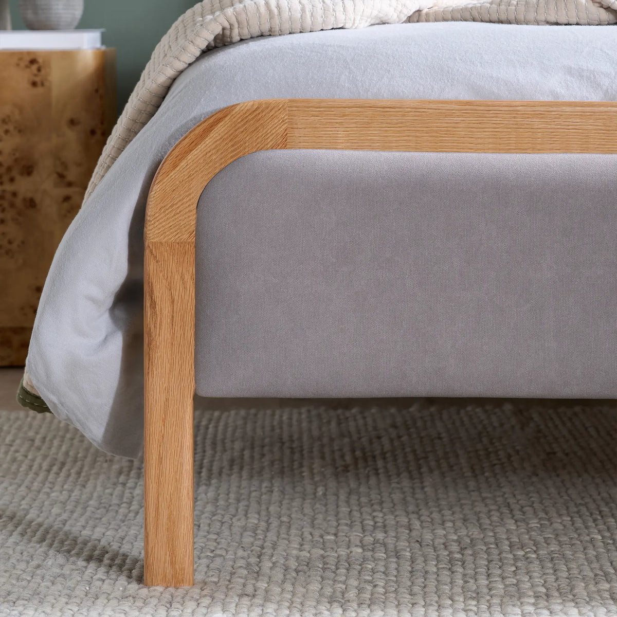 Amaya Grey Linen And Oak Bed
