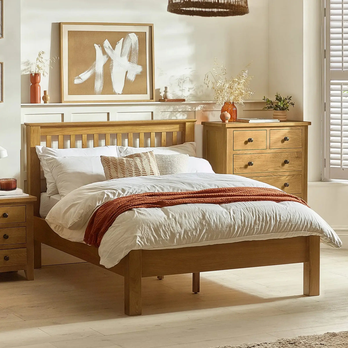 Amsterdam Oak Wooden Low End Bed