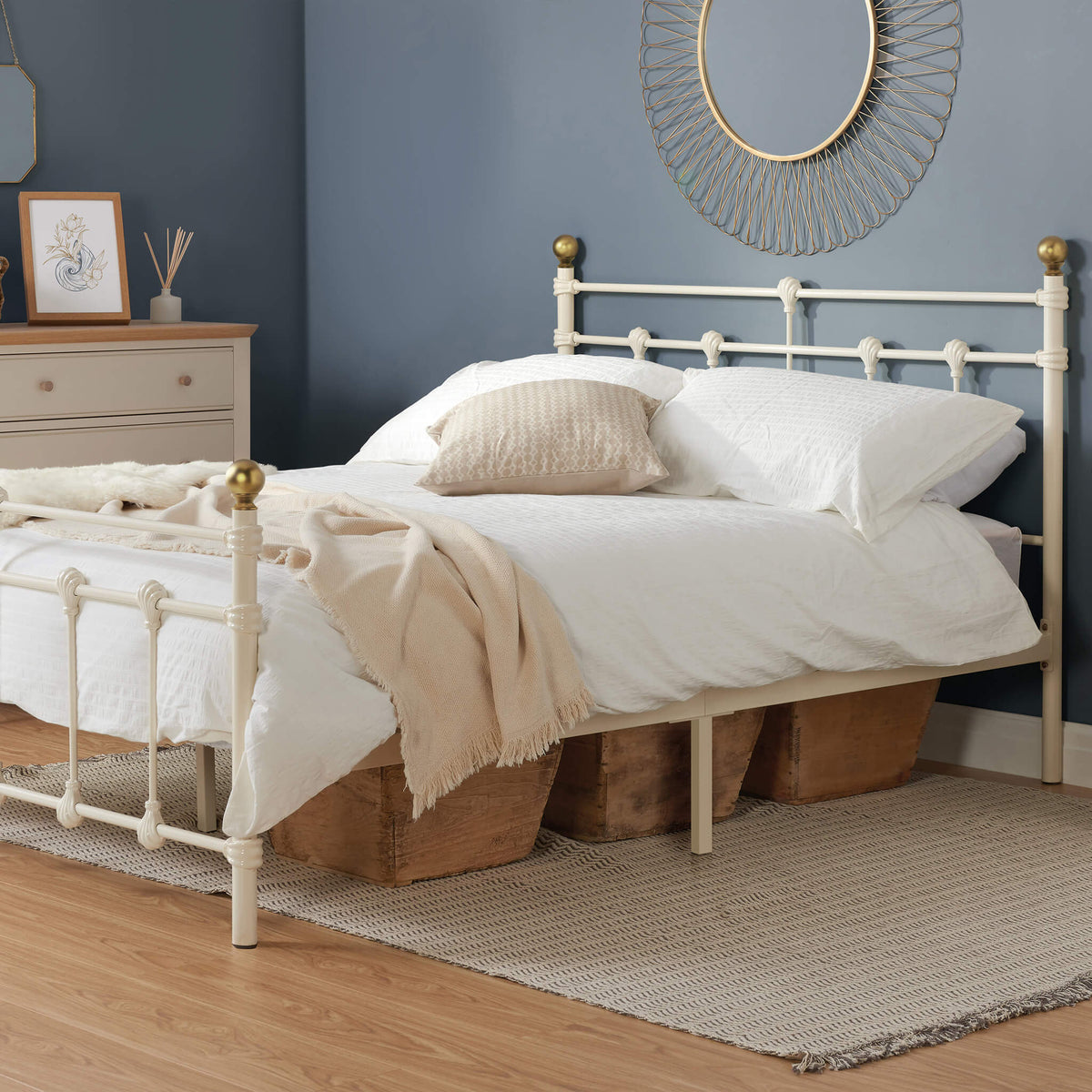 Atlas Cream Metal Bed Frame