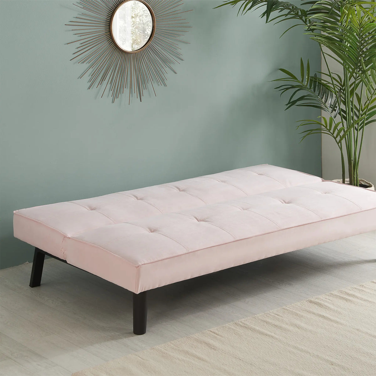 Aurora Light Pink Upholstered Sofa Bed