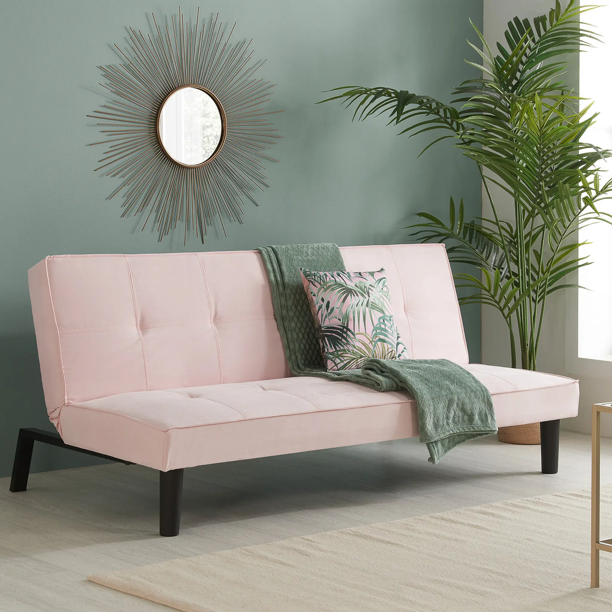 Aurora Light Pink Upholstered Sofa Bed