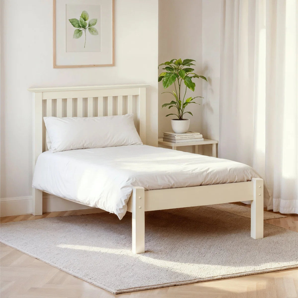 Barcelona Stone White Wooden Low End Bed