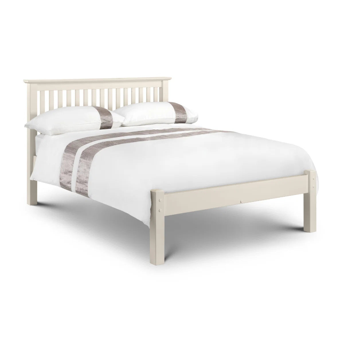 Barcelona Stone White Wooden Low End Bed