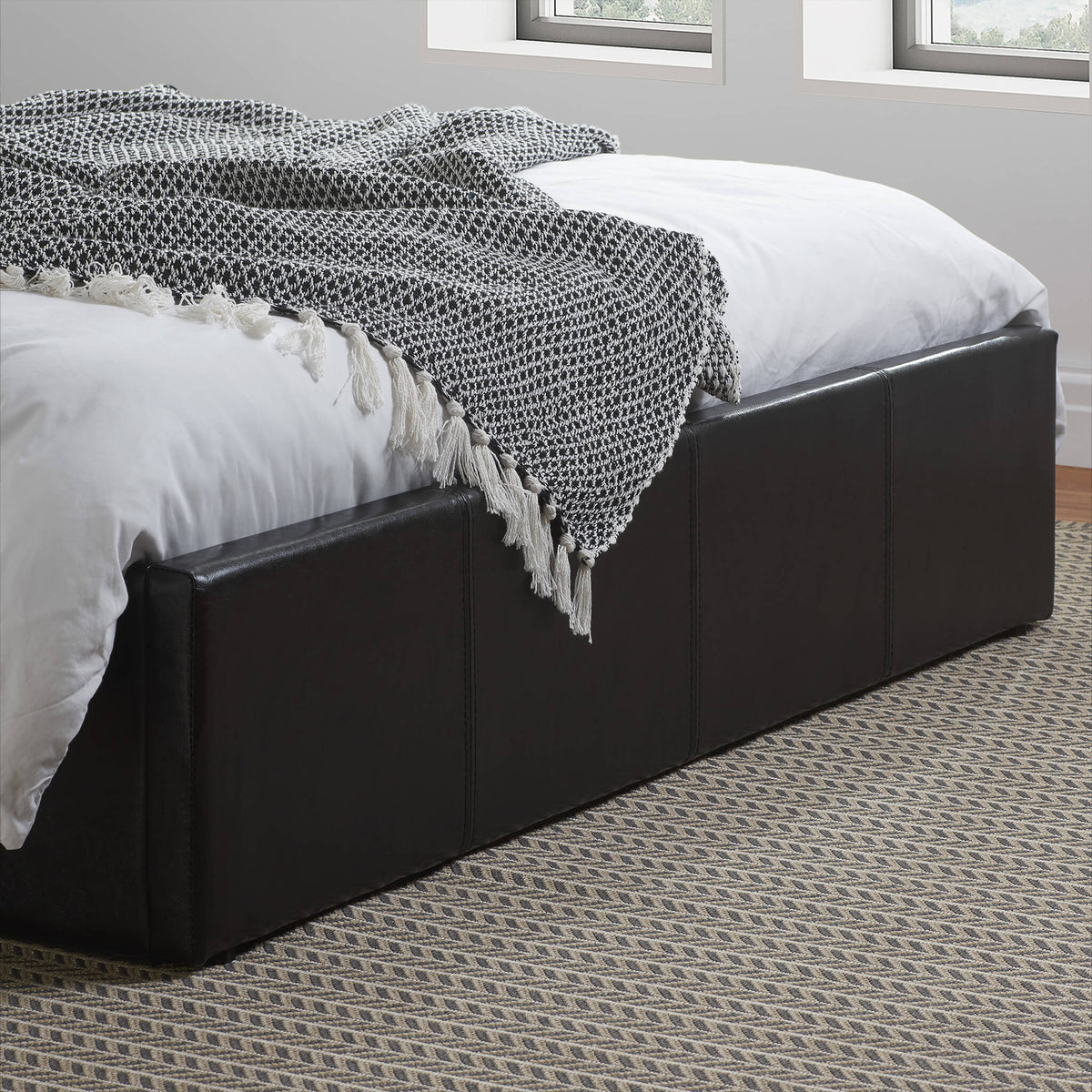 Berlin Black Faux Leather Ottoman Bed Frame