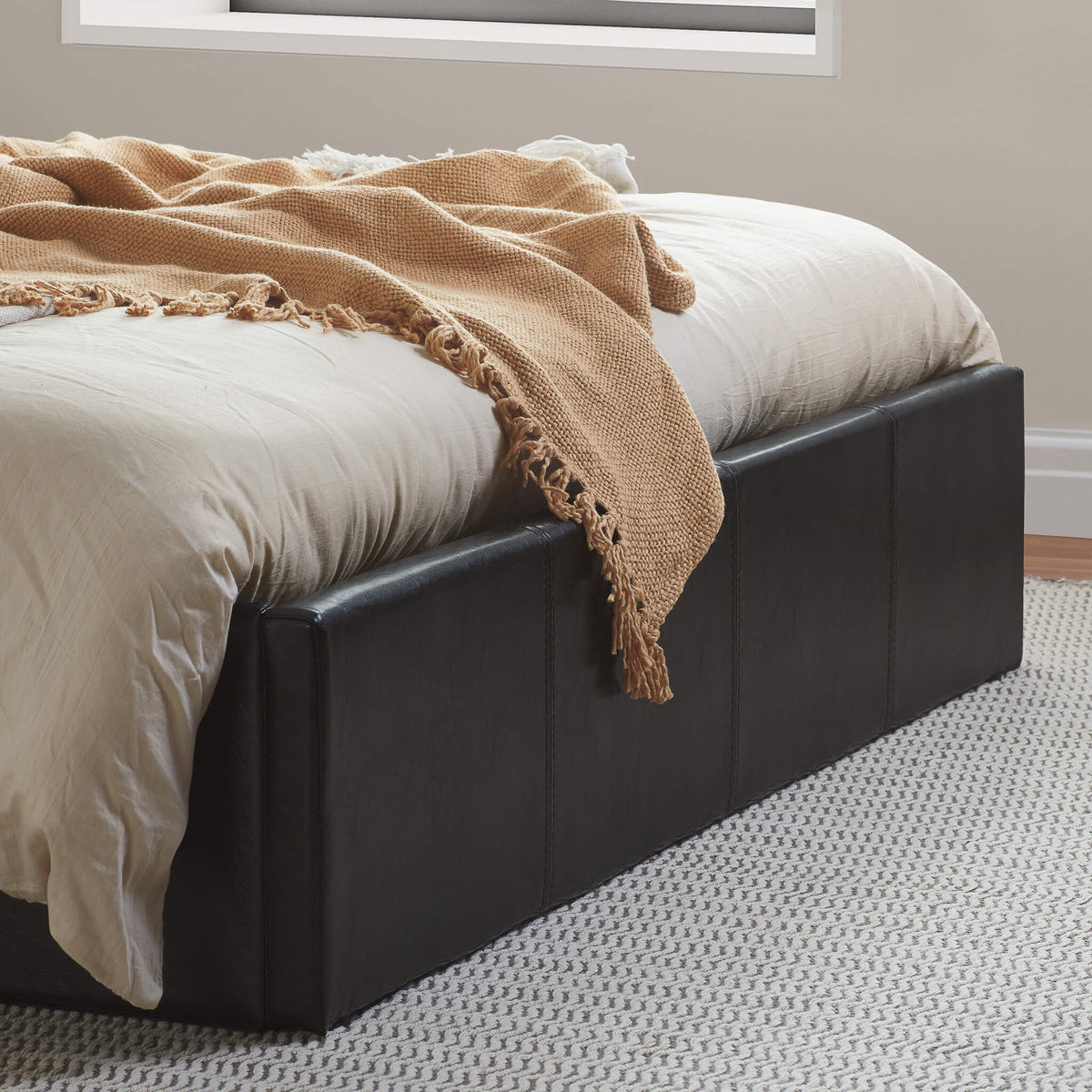 Berlin Brown Faux Leather Ottoman Bed