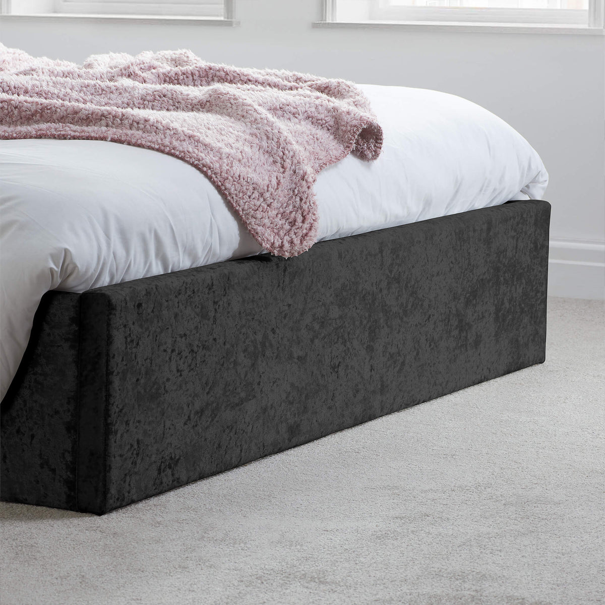 Berlin Black Velvet Fabric Ottoman Bed Frame