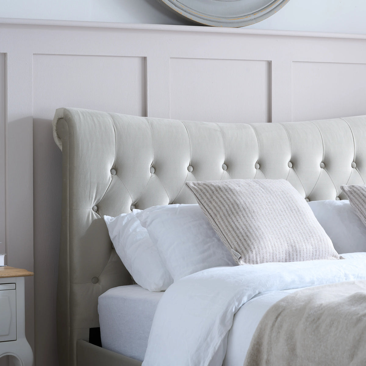Copenhagen Warm Stone Fabric Bed Frame