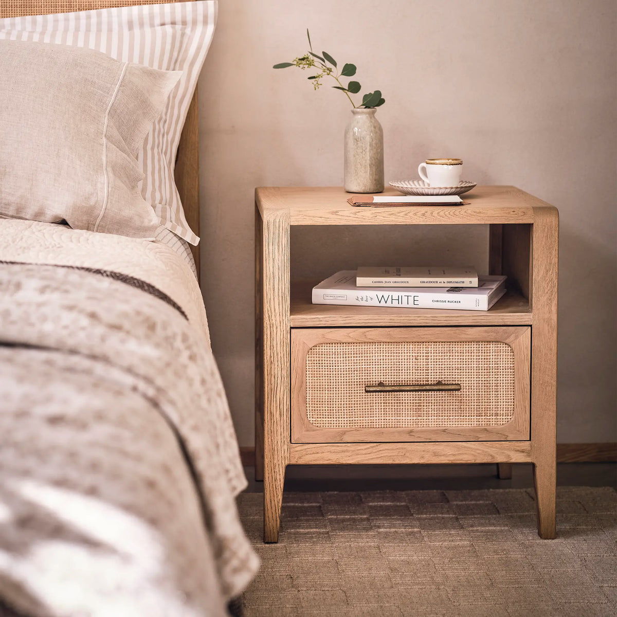 Casera Oak 1 Drawer Bedside Table