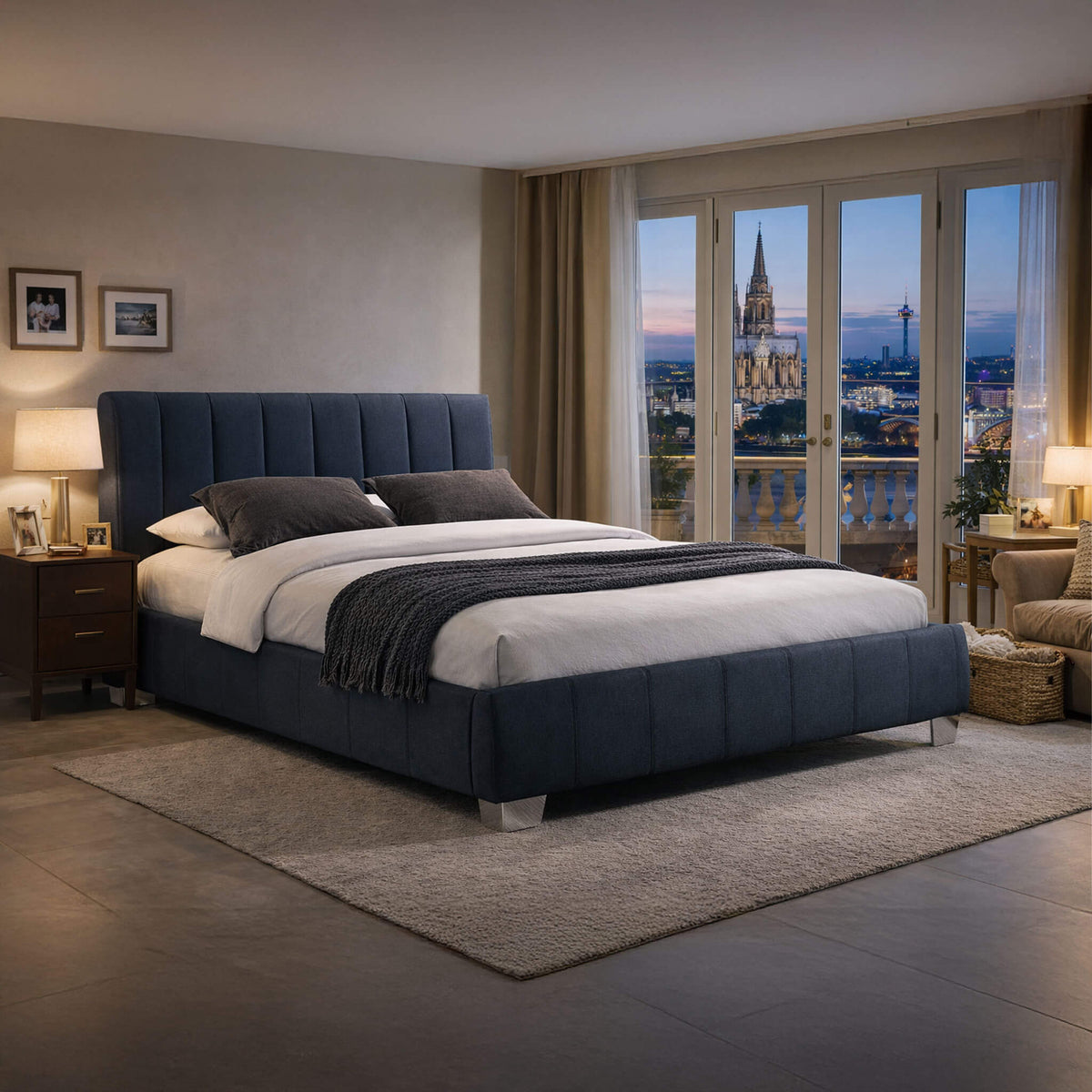 Cayenne Grey Fabric Bed Frame
