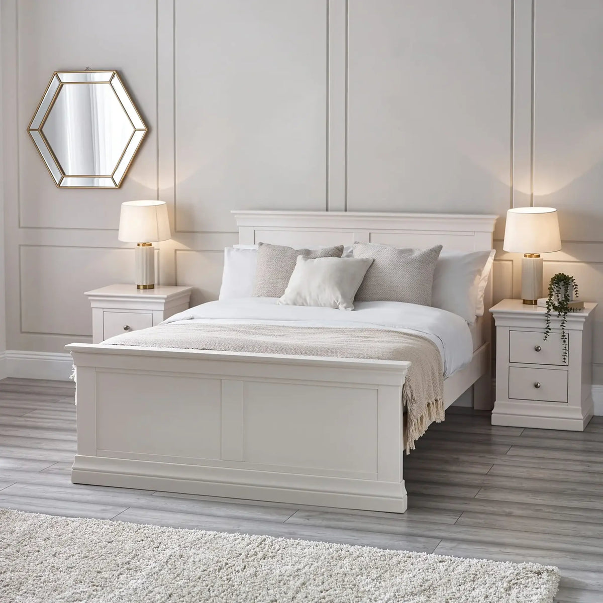 Clermont White Wooden Bed