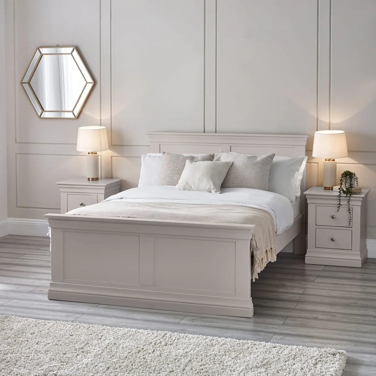 Clermont Grey Wooden Bed