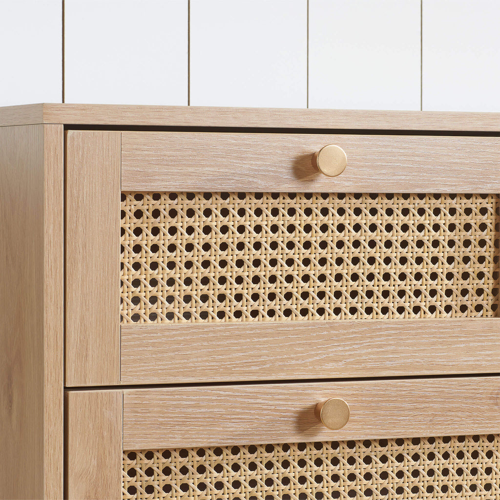 Croxley 7 Drawer Rattan Chest Oak Drawer