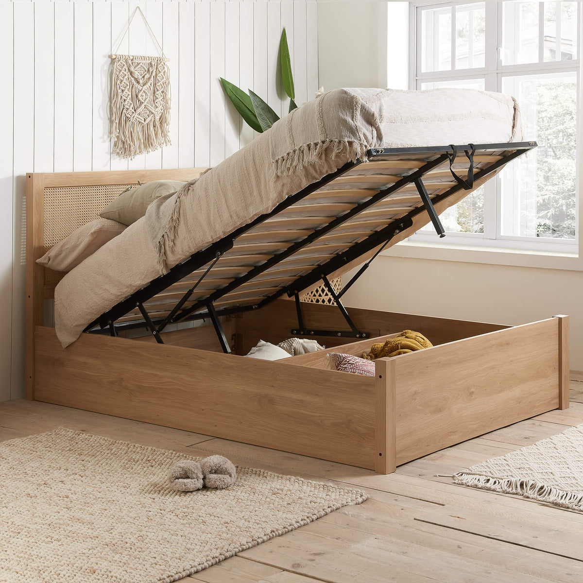 Croxley Oak Rattan Ottoman Bed