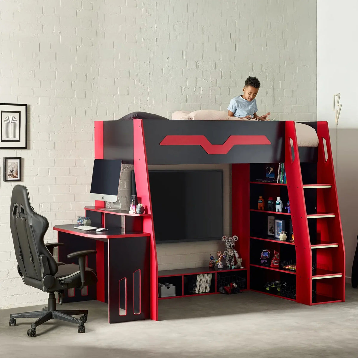 Eagle Red and Black High Sleeper Bed