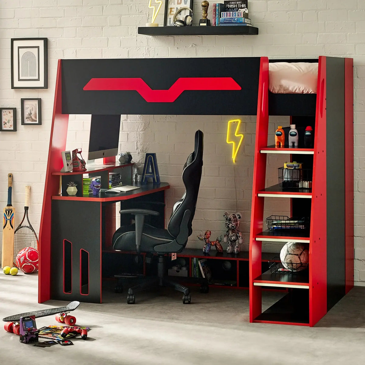Eagle Red and Black High Sleeper Bed