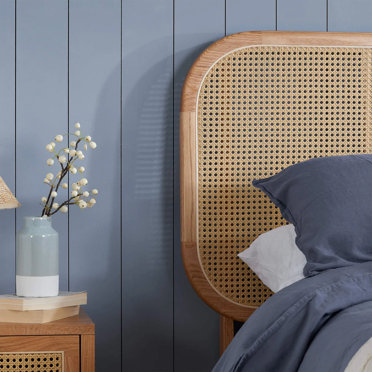 Elina Oak Rattan Bed