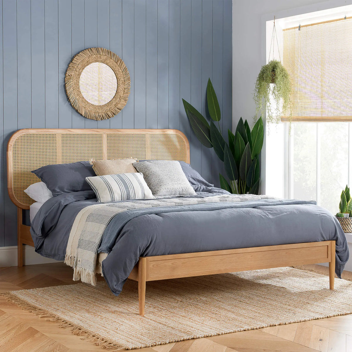 Elina Oak Rattan Bed