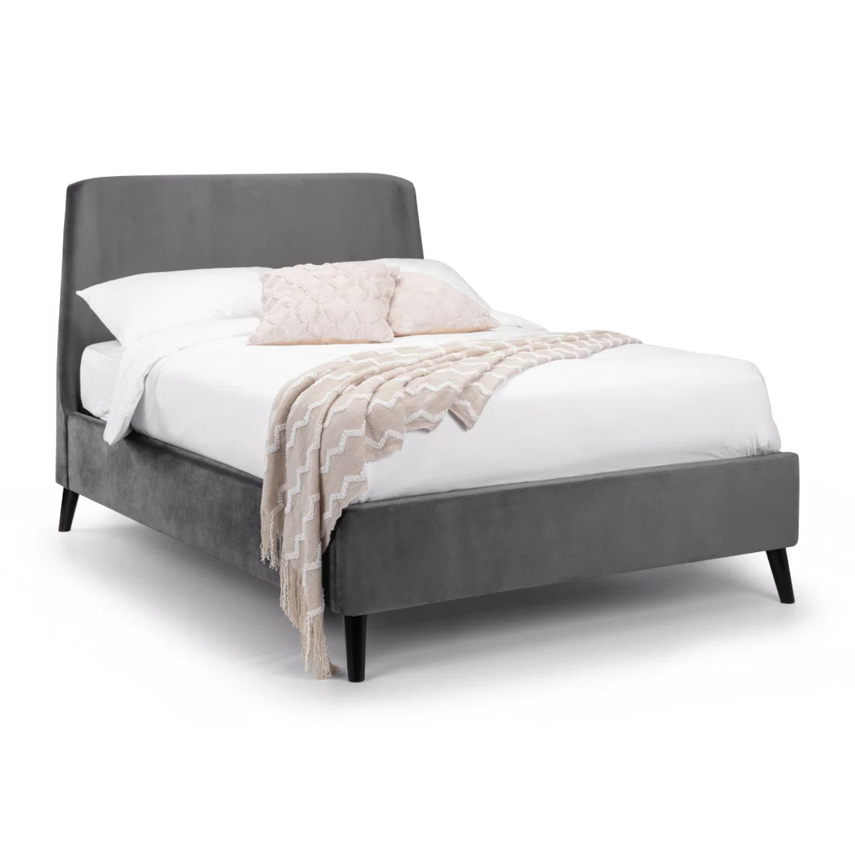 Frida Curved Grey Velvet Bed
