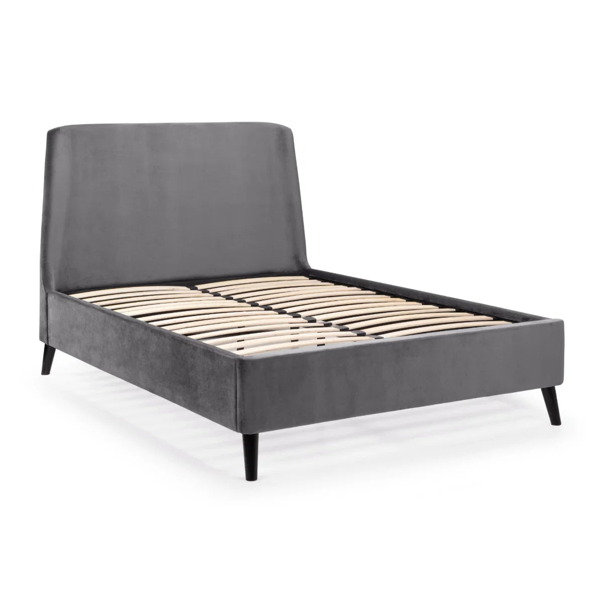 Frida Curved Grey Velvet Bed