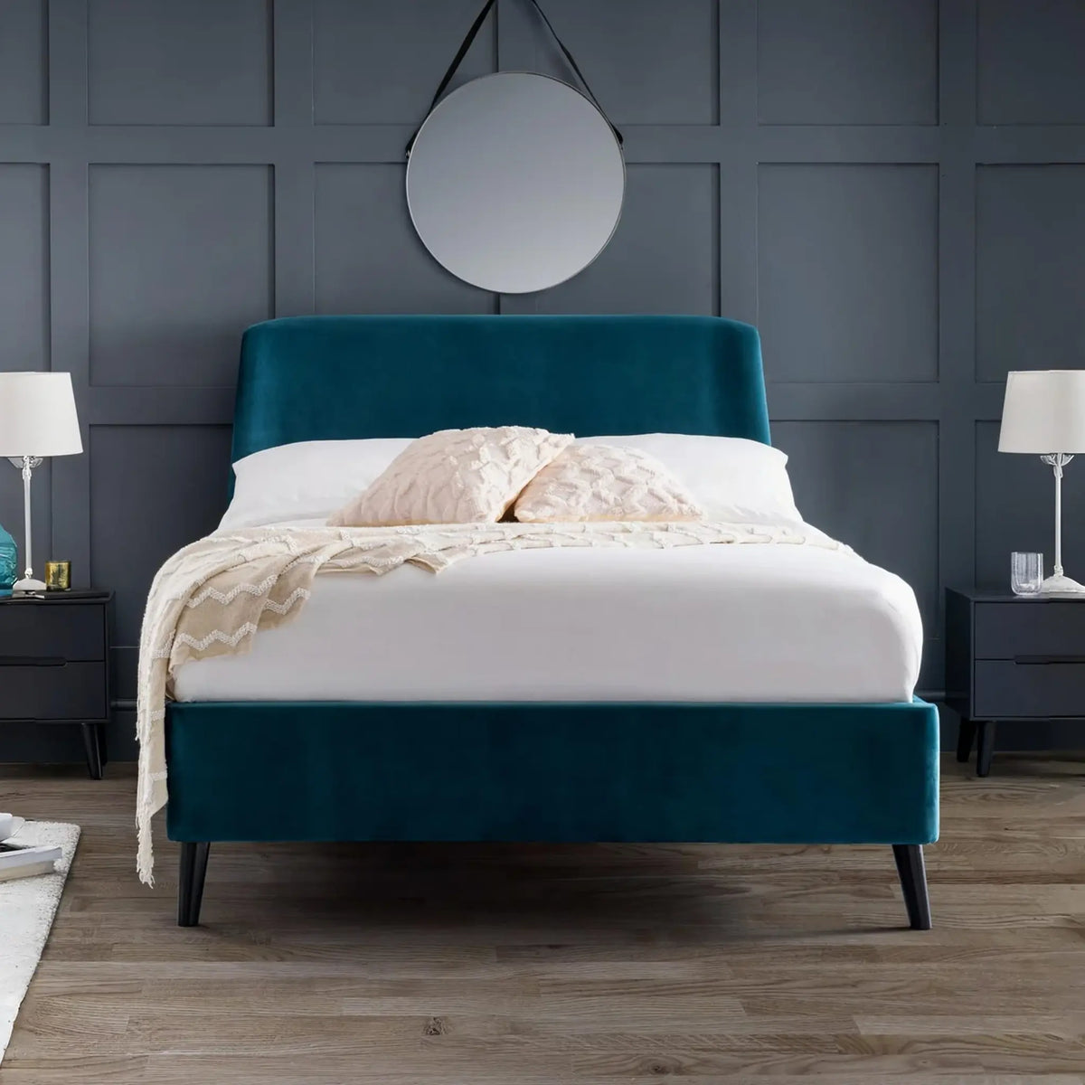 Frida Curved Velvet Bed