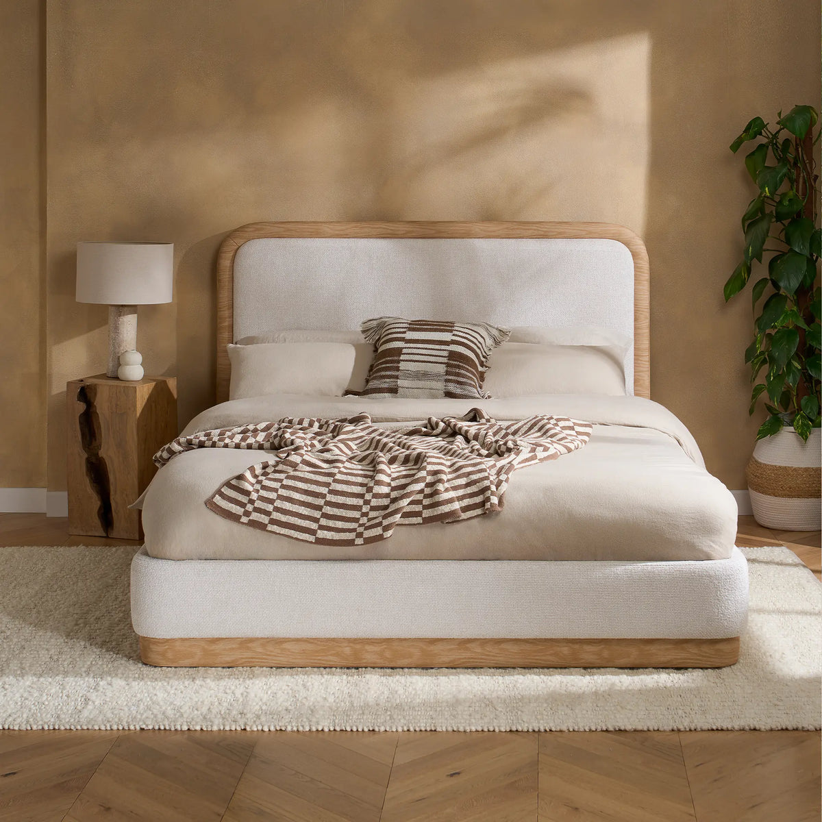 Girona White Upholstered Bed