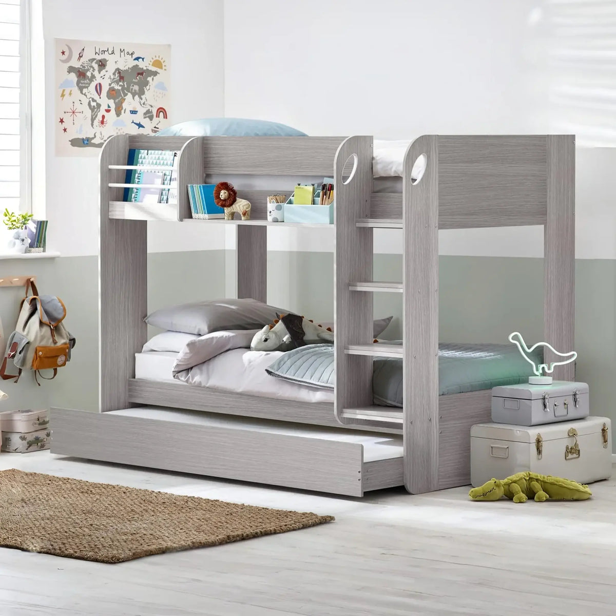 Mars Grey Wooden Bunk Bed