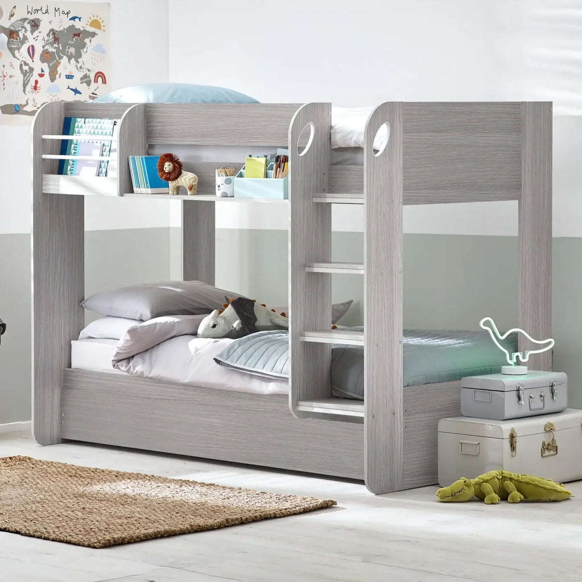 Mars Grey Wooden Bunk Bed