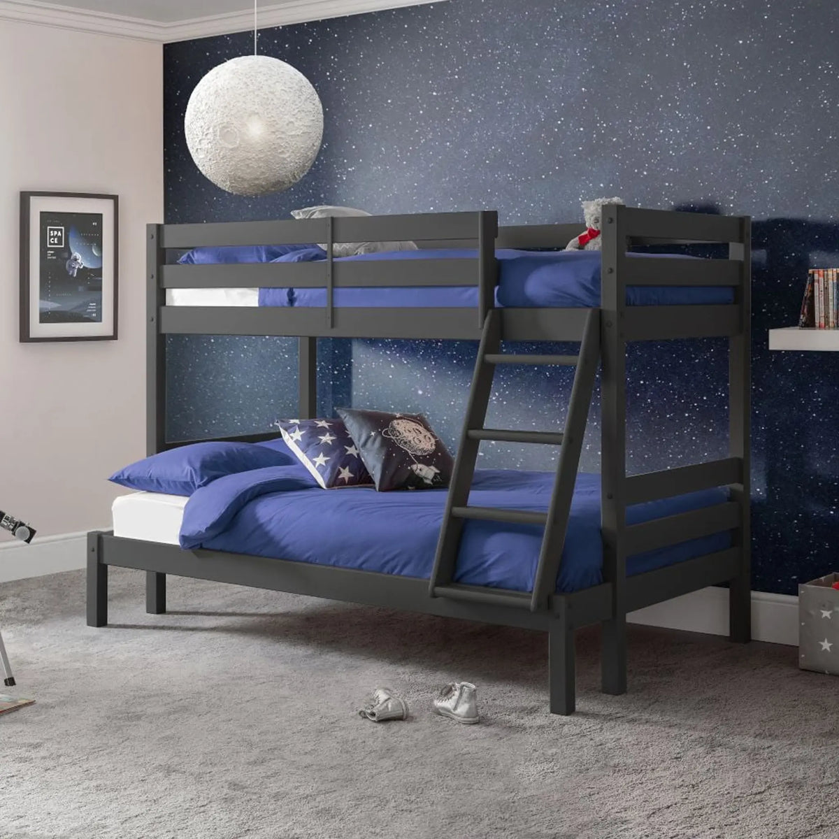 Merlin Dark Grey Wooden Bunk Bed